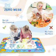 Water Doodle Mat - Kids Color Painting Toy, Gift Set for Toddlers 2-7 | Great Educational Water Doodle Mat - Toddler Painting Toy Gift with Fun Stencils, Magic Pens & Drawing Templates for Kids