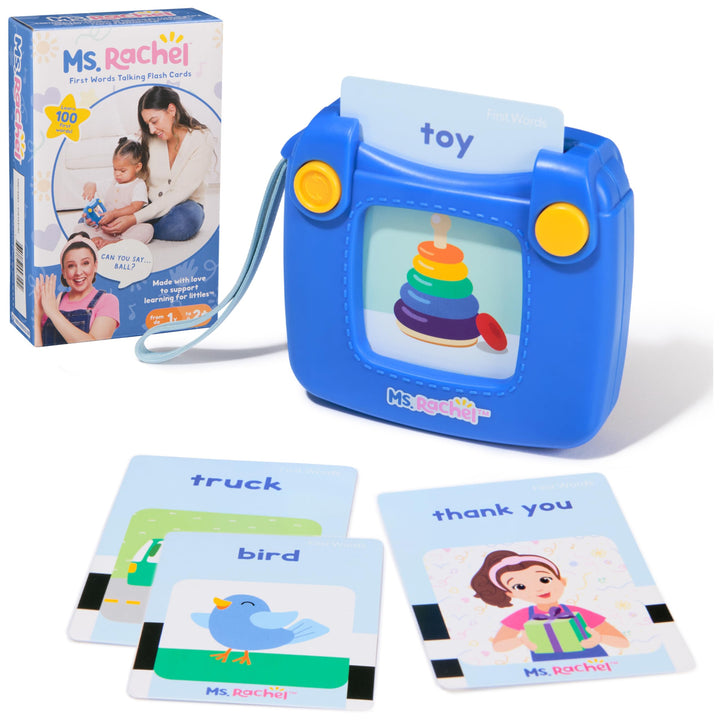 Ms. Rachel First Words Flash Cards, Electronic Card Reader, 100 Words | Electronic Reader With 100 Talking Words, Boosts Early Language & Motor Skills, Toddler Toys For Girls And Boys Ages 1-2+