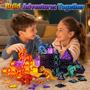 Dinosaur Toys Magnetic Tiles, 5 Movable Lava Dinosaur Toys for Kids 3-5 5-7 | 3 4 5 Year Old Boy Birthday Gift for Dinosaurs Lovers, STEM Educational Magnetic Blocks for Girls Boys Toy Age 4-6 6-8