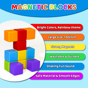 Magnetic Building Blocks Large, 1.65 inch Stacking Cubes for Toddlers | Sensory & Montessori Toys for Boys & Girls 1 2 3 Years Old, Toddler Travel Toys, Magnet Toys for Kids Birthday Gifts (12 PCS)