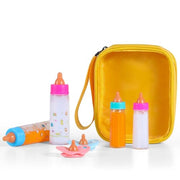 Kaydora Baby Doll Bottle Accessories - 6 Pcs Magic Milk Feeding Toys Yellow | Magic Disappearing Milk & Juice, with Non-magnetic Pacifiers, Pretend Play Sets, Gift for kids, Suit for Stroller, Crib, Bed