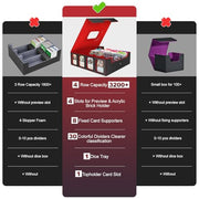 Gomyrod 4 Row 3200+ Trading Card Storage with Commander Display [US Patent] | MTG Card Storage with 30 Dividers, 8 Supporter, Bulk Card Storage Compatible for Magic TCG Sports Cards (Black & Red)
