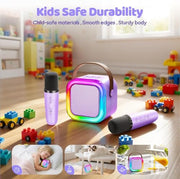 IROO Mini Karaoke Machine for Kids, Birthday Gifts Toys for Girls Ages 3-12 | 2 Wireless Mics, 5 Voice Effects & 1-Month KaraFun Premium, Bluetooth Speaker, Portable MP3 Player For Family Home Party