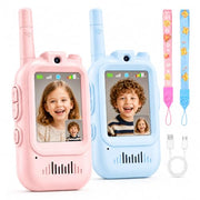 Video Walkie Talkies for Kids, 2 Pack Rechargeable with Screen | No WiFi Auto Pairing, Voice Changer | Indoor Outdoor Toys for Camping & Birthday Gifts for Boys Girls Ages 3-12, 500m Range