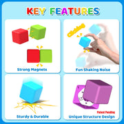 Magnetic Building Blocks Large, 1.65 inch Stacking Cubes for Toddlers | Sensory & Montessori Toys for Boys & Girls 1 2 3 Years Old, Toddler Travel Toys, Magnet Toys for Kids Birthday Gifts (12 PCS)