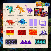Dinosaur Toys Magnetic Tiles, 5 Movable Lava Dinosaur Toys for Kids 3-5 5-7 | 3 4 5 Year Old Boy Birthday Gift for Dinosaurs Lovers, STEM Educational Magnetic Blocks for Girls Boys Toy Age 4-6 6-8