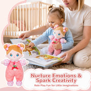 OUOZZZ Soft Baby Doll 10" Tulip Pink Snuggle Buddy Doll | First Birthday Toys for 1 Year Old Girl, Ideal 1 Year Old Girl Gifts & Baby Girl Gifts, Cuddly Toy for Infants & Toddlers