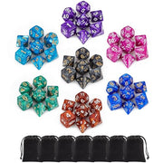 QMay 7 Sets Polyhedral Dice - 49 Pcs (7 X 7) DND Dice + 7 Drawstring Bags | 7 Colors D4 D6 D8 D10 D% D12 D20, Great for Dungeons&Dragons, MTG, Role Playing Table Games, Dice Goblins, RPG Players & DMs