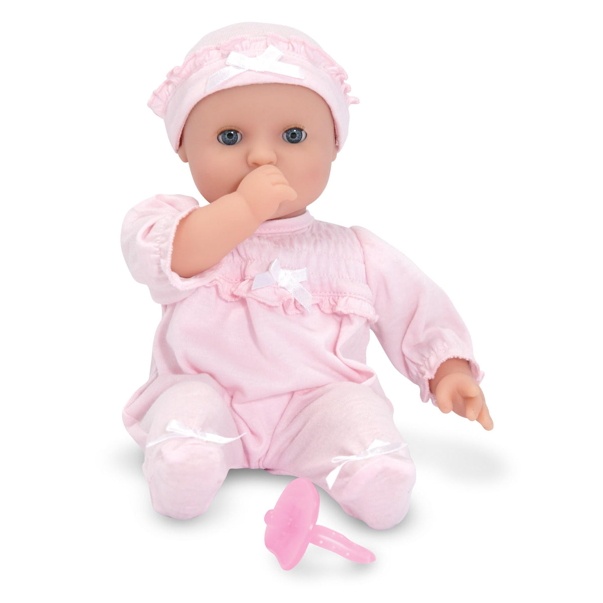Melissa & Doug Mine to Love Jenna 12" Baby Doll with Moving Eyes, Thumb & Pacifier Sucking Action, Doll Clothes & Accessories, Toddler Toys for Girls & Boys Ages 18 Mo+