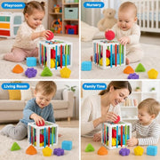 BLCXTOYZ Montessori Toys for 1 Year Old - 6 Pc Shape Sorter Activity Cube | Toddler Learning Toy, Developmental Skills, 12 Months & Up, 1st Birthday Gift for Toddlers 1-3
