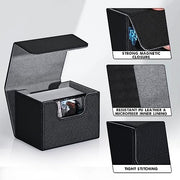 ZLCA MTG Deck Box Holds 120+ Single Sleeved Cards Commander Deck Box | Card Deck Box for Trading Cards Magnetic Card Storage Box Fits for Magic the Gathering TCG CCG (Black)