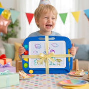 SGILE Magnetic Drawing Board for Kids, Toddler Doodle Toys, Large 16 × 13" | Etch & Sketch Pad with 4 Magnet Stamps, Girls & Boys' Birthday Gift,1-4 Year Old, Learning & Educational, Writing Play, Blue