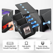 UAONO 3-in-1 MTG Commander Deck Box, Black Gray | 2 Magnetic Card Holders & 1 Dice Tray, Fits 200 Double Sleeved, Card Organizer Compatible with Magic the Gathering
