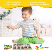 Magnetic Wooden Fishing Game Toy for Preschoolers, Alphabet Fish Catching Counting Games Puzzle with Numbers and Letters, Preschool Learning ABC and Math Educational Toys for 3 4 5 Years Old Kids