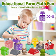 Learning Toys for 1,2,3 Year Old Toddlers, 20Pcs Farm Animals Toys Montessori Counting, Matching & Sorting Fine Motor Games, Christmas Birthday Easter Gift for Baby Boys Girls Age 12-18 Months