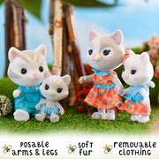 Honey Bee Acres The Purringtons Cat Family - 4 Mini Doll Figures - Ages 3+