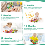 beiens Baby Books Toys, Tummy Time Touch and Feel Sensory Toys for Infant | Crinkle Cloth Book Toy for Baby 0-3-6-12-18 Months, Early Development Stroller Soft Toy, Newborn Shower Gift for Boy Girl