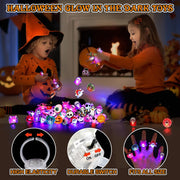 Halloween Party Favors 50Pcs Trick or Treats Halloween Toys for Kids | Halloween Party Favors for Kids & Adults, Non‑candy Gift Bag Fillers, Light Up Rings for Halloween party supplies