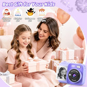 Kids Instant Print Camera with 5 Rolls Print Paper, 1080P HD Camera, Rechargeable Portable Toddler Selfie Camera, Christmas Birthday Gifts Toys for Boys Girls Age 3-12 (Purple)