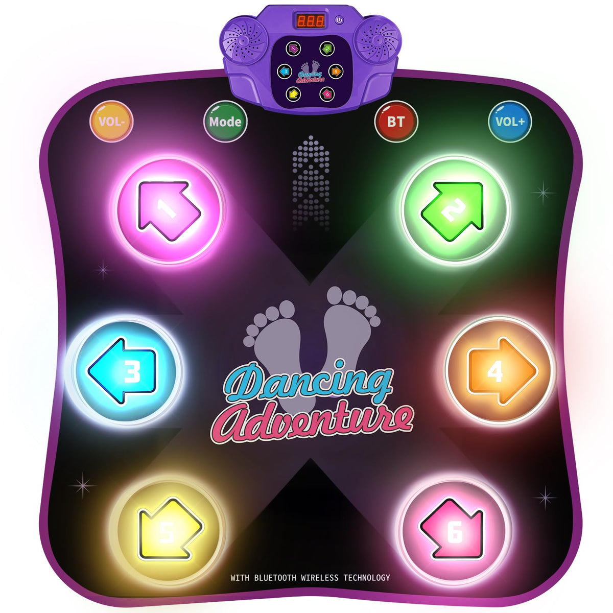 Dance Mat Toys with Bluetooth, Electronic Dance Pad for 3-12 Year Old Kids | Music Dance Mat with Bluetooth, Light-up 6-Button, 5 Game Modes, Birthday Toys Gifts for 3 4 5 6 7 8 9 10+ Year Old Girls
