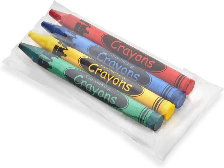 CrayonKing 100 Bulk Crayons, 25 Individually Wrapped 4-Packs | Non-Toxic, Perfect for Restaurants, Perfect for Classrooms, Perfect for Parties, Goodie Bag Fillers, 4 Assorted Colors