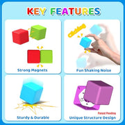 Magnetic Building Blocks Large, 1.65 inch Stacking Cubes for Toddlers | Sensory & Montessori Toys for Boys & Girls 1 2 3 Years Old, Toddler Travel Toys, Magnet Toys for Kids Birthday Gifts (12 PCS)