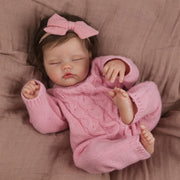 WOOROY Realistic Reborn Baby Dolls Aria, 18-Inch Real Life Newborn Girl | Lifelike Sleeping Doll with Weighted Soft Cloth Body, Hand-rooted Hair, Handmade Gift Toy with Accessories for Kids Age 3+