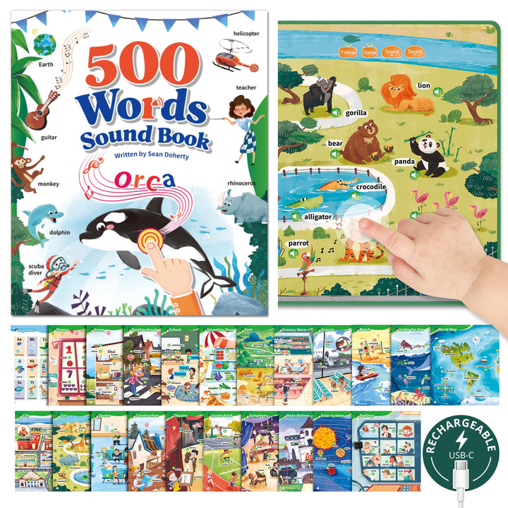Timetome 500 Words Sound Book for Kids | Interactive Educational Toy with 23 Themes, Touch Activated Audio Book for Vocabulary Development and Early Education