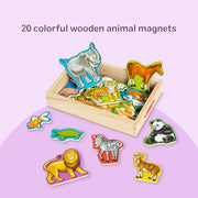 Melissa & Doug Wooden Animal Magnets 20-Piece Set with Storage Box | 20 Wooden Animal Magnets, Fine Motor Sorting Play, Storytelling Pretend Play, Toddler Learning Toys for Kids, Ages 2+