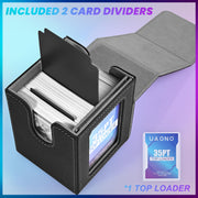 UAONO Card Deck Box for MTG Commander, Fits 100 Double-Sleeved Cards | Independent Commander Display, Magnetic Deck Case for Magic the Gathering TCG, 2 Dividers & 1 Top Loader (Black)