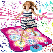 SUNLIN Dance Mat for Girls Ages 3-8, Interactive Dancing Game Pad, Pink | Dance Mixer Rhythm Step Playmat with LED Lights, Adjustable Volume, Built-in Music, Birthday Gift for Girls 3 4 5 6 Years Old
