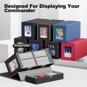 UAONO 3-in-1 MTG Commander Deck Box, Black Gray | 2 Magnetic Card Holders & 1 Dice Tray, Fits 200 Double Sleeved, Card Organizer Compatible with Magic the Gathering