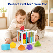 BLCXTOYZ Montessori Toys for 1 Year Old - 6 Pc Shape Sorter Activity Cube | Toddler Learning Toy, Developmental Skills, 12 Months & Up, 1st Birthday Gift for Toddlers 1-3