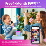 IROO Mini Karaoke Machine for Kids, Birthday Gifts Toys for Girls Ages 3-12 | 2 Wireless Mics, 5 Voice Effects & 1-Month KaraFun Premium, Bluetooth Speaker, Portable MP3 Player For Family Home Party