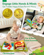 hahaland Busy Book for Toddlers 1-3 - Montessori Toys 1 Year Old Busy Board | 1 Year Old Boy Gifts Educational Quiet Activity Books 10 Pages, Toddler Christmas Stocking Stuffers One Year Old Travel Toys