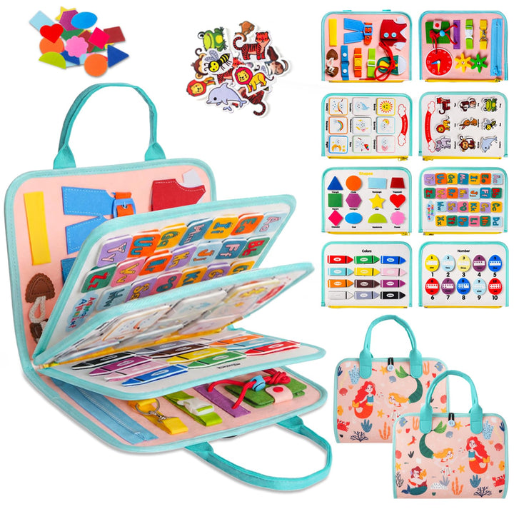 Teefrye Toddlers Busy Board Montessori Toys for Old 1-3 Year Girl Busy Book | Educational Activity Board Sensory Travel Toy Ages 2-4 Birthday Gift Learning Fine Motor Skills Toy Quiet Book juguetes niñas