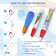 Water Doodle Mat - Kids Color Painting Toy, Gift Set for Toddlers 2-7 | Great Educational Water Doodle Mat - Toddler Painting Toy Gift with Fun Stencils, Magic Pens & Drawing Templates for Kids