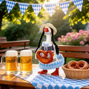 YGEINIT Oktoberfest Desk Goose Outfits 7 Inch | Desk Goose Outfits Felt Costume with Bavarian Pretzels, Oktoberfest Home and Office Decoration for Desktop Goose Statues