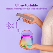 IROO Mini Karaoke Machine for Kids, Birthday Gifts Toys for Girls Ages 3-12 | 2 Wireless Mics, 5 Voice Effects & 1-Month KaraFun Premium, Bluetooth Speaker, Portable MP3 Player For Family Home Party