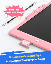 TEKFUN LCD Writing Tablet for Kids, 10-inch Coloring Drawing Pad, Mess Free Doodle Board, Airplane Travel Toys for Boys and Toddlers, Road Trip Essentials, Gifts for 3 4 5 6 7 8 Year Old Girls (Pink)
