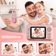 Makolle Kids Camera Toys for Girls 3-12 Year Old,HD Digital Video Camcorder Camera with Tripod,Children Chritmas Birthday Gift with SD Card-Pink