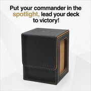 Venssu MTG Deck Box with Commander Display, Fits TCG Cards (Black＆Brown) | Holds 120 Single/100 Double-Sleeved Cards, Fit MTG/PTCG/OPTCG Cards, Strong Magnet, PU Leather, With 2 Dividers & 1 Toploader