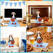 YGEINIT Oktoberfest Desk Goose Outfits 7 Inch | Desk Goose Outfits Felt Costume with Bavarian Pretzels, Oktoberfest Home and Office Decoration for Desktop Goose Statues