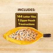 Bananagrams Classic Word Game, 144 Tiles in Banana Pouch, Travel Game | Fast-paced spelling & anagram game for 1-8 players; portable pouch, educational wordplay for kids and adults ages 7+