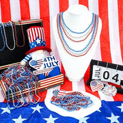 12 PCS Blue Bead Necklace, Blue Mardi Gras Beads Christmas Necklaces, 33" 4th of July Patriotic Beads Necklaces, Parade Throw Accessories for Independence Day Mardi Gras Hanukkah Pirate Party