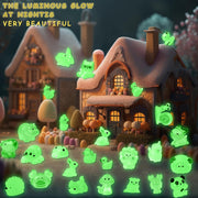 52Pcs Luminous Mini Resin Animals 52 Styles Miniature Glow in the Dark Resin Animal Figures to Hide Tiny Small Little Ducks Turtles Dinosaurs and Frogs for Micro Landscape Dollhouse Fairy Garden Decor
