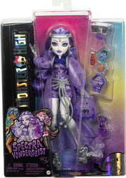 Monster High Spectra Vondergeist Doll | Ghost in Purple Clothes, Includes Pet Ferret Rhuen, 7 Accessories like Backpack, Tablet, Snacks and More
