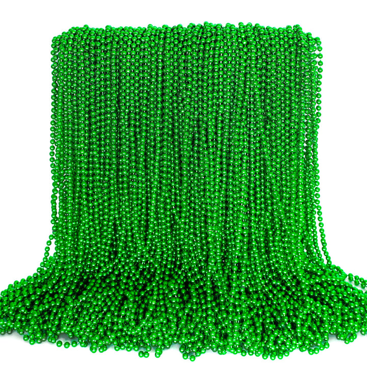 100PCS St Patricks Day Accessories, Green St. Patricks Day Beads Necklace, 33" Round Beads Irish Saint Patricks Necklaces Costume Bulk, Parade Throw Accessories for Wedding Birthday St. Patricks Decor