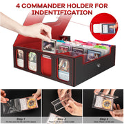 Gomyrod 4 Row 3200+ Trading Card Storage with Commander Display [US Patent] | MTG Card Storage with 30 Dividers, 8 Supporter, Bulk Card Storage Compatible for Magic TCG Sports Cards (Black & Red)