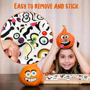 Halloween Mini Pumpkin Decorating Stickers for Kids Toddlers Party Favors | 18 sheets, 36 pack, small, pumpkin face stickers, treat gifts